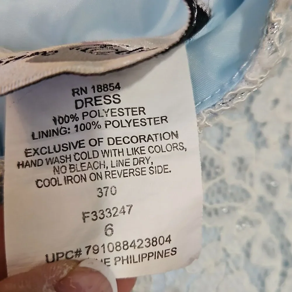 Rare Editions Ice Blue  Lace Mesh Girls Dress Size 6